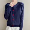 Cardigan Tricotado Andy Veludo Estilo Doce Gola Redonda Estilo Novo de Primavera Design de Botão de Coração Jaqueta Top Feminino de Manga Longa