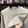 Suéter de punto de manga larga y cuello redondo para hombre para otoño e invierno, una capa base gruesa, ligera y lujosa con contenido de lana, en colores lisos, perfecto para usar en capas