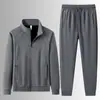 Conjunto esportivo de primavera e outono para homens, feito de algodão, corte solto, tamanhos grandes, conjunto de duas peças com moletom cardigã casual e calça de moletom, moderno