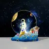 Lámpara de Escritorio de Astronauta, Adorno Redondo de Cristal de Colores Transfronterizo para Pastel DIY, Cielo Estrellado Brillante, Luz Nocturna, Regalo Creativo Hecho a Mano