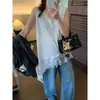 Redução de Idade Estilo Francês! Colete de Renda Patchwork com Decote V Inspirado no Design Branco para Mulheres, Peça de Roupa Exterior Chique para Primavera/Verão 2026