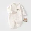 Mameluco de Algodón Puro de Tres Capas Cálido de Manga Larga para Bebé Recién Nacido, Ropa de Una Pieza para Recién Nacido, Primavera, Otoño, Invierno