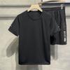 Traje deportivo de verano de manga corta para hombre, moda casual, moda para exteriores, guapo, de secado rápido, pantalones cortos de malla, conjunto de dos piezas