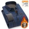 Camisa gruesa de invierno con forro polar cálido de cachemira para hombre, camisa básica de manga larga, a cuadros cepillada, casual de negocios, camisa gruesa