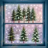 Pegatinas navideñas transfronterizas, pegatinas de vidrio de cedro verde, decoración de escena para ventana de centro comercial, pegatinas electrostáticas de copos de nieve