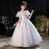 Vestido de Festa de Alto Padrão para Crianças, Traje de Princesa para Aniversário de Meninas, Saia de Tule, Traje Elegante e Moderno para Performance de Piano para Dez Anos