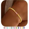 Amazon Pulsera de Zirconia Incrustada Piedra de Nacimiento de Diciembre Pulsera de Moda Casual con Bolas Doradas para Mujer 2025
