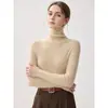 Nuevo suéter de cachemira para otoño e invierno para mujer, cachemira de cabra pura, cuello alto, corte ajustado, suéter de punto para usar como capa base