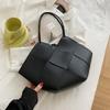 Bolso de calle con rombos de tejido cruzado, bolso de hombro con textura para mujer, bolso de mano tejido de gran capacidad, bolso portátil con borde cruzado para mujer