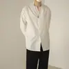 Camisa de manga larga, fluida, con estilo sofisticado, combinada con la colección de primavera para hombre, sin cuello, camisa de moda de corte holgado para adolescentes, estilo casual y relajado