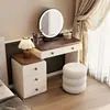 Mesa de toucador de madeira maciça armário de armazenamento para apartamento pequeno mesa de maquiagem de noz estilo creme moderno simples para quarto