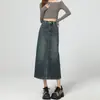 Falda de Mezclilla de Línea A, Cintura Alta, Adelgazante, de Longitud Media, Favorecedora y con Caída, Adecuada para Ropa Exterior