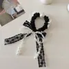 Goma de pelo de encaje con lazo y cuentas estilo coreano para coleta baja o moño, Accesorio para el cabello de encaje de estilo delicado
