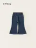 Pantalones de Primavera y Otoño para Niños Bangxuan Estilo Coreano Pantalones Largos con Bordado de Lazo para Niñas Pantalones Acampanados para Bebés Jeans para Niñas