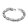 Pulsera Vintage de Plata Tailandesa Exquisita para Hombre Mantra de Seis Caracteres Sutra del Corazón Cuenta de Oliva Personalizada Dominante Hip-hop Moda Marca Pulsera