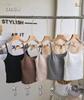 Camisola de Algodão Canelado Primavera/Verão com Bojos de Látex, Copas Fixas, Sem Aro, Roupa Íntima, Costas Bonitas, Regata Modal Estilo Feminino