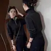Suéter de Gola Alta Meio Zíper de Alto Padrão para Mulheres, Gola Alta, Novo Estilo Outono/Inverno, Tricô Macio e Aconchegante, Top Curto Elegante e Versátil