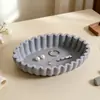 Molde de silicona para cuenco de almacenamiento ovalado con borde ondulado estilo Ins, molde para plato de frutas a rayas plisadas, molde para taza de vela a rayas