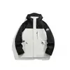 Chaqueta funcional con capucha para exteriores, unisex, diseño moderno color-block, a prueba de viento e impermeable, prenda exterior elegante y versátil