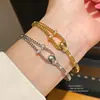 Pulsera con Cierre de Nudo Retorcido Redondo de Circonita Chapada en Oro Real de 18 Quilates para Mujer, Joyería Vintage de Lujo Ligero de Gama Alta