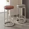 Taburete Extra Grueso, Taburete Redondo Reforzado, Taburete de Barra Simple, Taburete Alto, Taburete Comercial de Hierro Acero Inoxidable, Silla Alta de Tres Anillos para Oficina