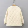 Chaqueta de Algodón Otoño/Invierno 2025 Talla Grande para Mujer Cuello Redondo Simple Versátil Camisa Casual para Mujeres de Talla Grande Ligero Abrigo de Algodón 740