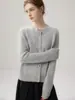 Estilo Old Money Cárdigan de Cachemira de Punto Trenzado Cuello Redondo Suéter Grueso de Punto para Mujer Ropa Exterior Versátil Otoño Invierno Capa Base