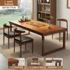 Mesa de Comedor, Sala de Estar, Mesa de Té y Sillas para el Hogar, Mesa de Té con Patas de Madera Maciza, Mesa Grande de Negociación Estilo Chino Nuevo, Mesa de Café, Mesa de Té de Doble Propósito