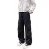 Pantalones Casuales de Seda de Hielo Arrugada Americanos para Hombre Talla Grande Sueltos Tendencia Marca Verano Delgados Transpirables Cargo Pierna Recta