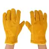 Guantes de soldar de piel de vaca completa de dos capas amarillos para conductor resistentes al desgaste ignífugos guantes protectores para soldador