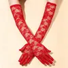 Guantes Largos de Encaje para Mujer, Elegantes y Sexy, Delgados, Transpirables, Mangas de Protección Solar para Novias y Vestidos de Boda