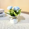Maceta Mini Artificial de Escritorio con Estilo Nórdico, Crisantemo de 3 Capas, Lazo de Cuerda de Cáñamo, Bonsái, Decoración para Dormitorio y Sala de Estar