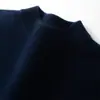 Nova base de malha de cashmere para outono e inverno, quente, de manga comprida, amiga da pele, pulôver masculino de gola semi-alta para o trabalho