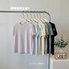 Verano Nuevo Multicolor Cuello Redondo Simple Lujo Algodón Coreano Hombro Manga Corta T Suelto Casual Moda Combinable Top