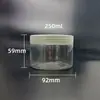 89 dientes 250ml boca ancha plástico transparente sellado grueso grado alimenticio para mascotas cuerpo de tarro crema botella para exfoliante