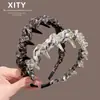 Nueva Banda para el Cabello de Malla con Cabeza de Calavera Presionando el Cabello Accesorios para el Cabello Antideslizantes Dongdaemun Lujo Ligero Peine de Dientes de Cristal Banda para el Cabello para Mujeres