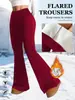 Pantalones acampanados casuales de moda europea y americana transfronterizos para mujer, forrados de polar, engrosados, de cintura alta, pantalones deportivos casuales, forro polar blanco, Amazon, Temu
