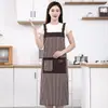 Delantal simple a rayas con bolsillos grandes y correas ajustables, adecuado para tareas del hogar y cocina, impermeable y resistente al aceite, ropa de trabajo, admite impresión