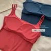Design de Verão Senso de Desejo Puro Almofadas de Sutiã Fixas Alças Duplas Top Regata Camisola Roupa Externa Feminina Design Ajustada Camada Base