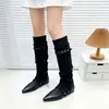 Botas de plataforma estilo coreano, botas de pierna ancha de moda, botas elásticas, botas altas que aumentan la altura, botas adelgazantes, botas convertibles con cañas desmontables, botas de mujer