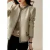 Elegante Jaqueta de Tweed de Lã de Alta Qualidade, Nova Roupa Feminina Primavera e Outono 2026, Estilo Curto Branco Atacado