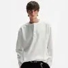 Camiseta Henley de Manga Longa com Listras Texturizadas Estilo Old Money Cleanfit para Homens, Primavera e Outono, Camisa Básica Simples de Caimento Solto
