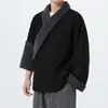 Transfronterizo 2025 Estilo Japonés Holgado Invierno Polar Engrosado Chaqueta Cárdigan Túnica de Tíbet Estilo Antiguo Chino Ropa Zen Abrigo