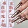 Nueva Joyería Caliente para Uñas ins Cadena Pequeña 12 Cajas Acero Dorado y Plateado Bola de Acero Pegatina Decorativa para Uñas DIY Cadena Metálica