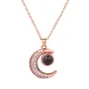 Collar de Proyección de Luna para Mujer, Diseño de Nicho de Lujo Ligero, Cadena para Clavícula 'Te Amo' en 100 Idiomas, Joyería Versátil