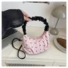 Bolso de Lona de Lunares para Mujer 2025 Nuevo Estilo Lazo Versátil Bolso Bandolera Bolso de Hombro de Moda para Viajes y Uso Diario Bolso de Axila