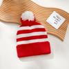 Chapéu de Natal Colorido, Chapéu de Halloween Listrado com Pom-Pom Vermelho, Chapéu de Natal Vermelho e Branco, Chapéu de Tricô, Novo Conjunto Combinando para Pais e Filhos