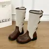 2026 Nueva Moda Hebilla Botas de Caballero Retro Versátiles de Caña Alta Botas Largas Tacón Grueso Versátil Moda Botas para Mujer