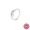 Anillo Abierto de Plata de Ley S925 Moda Clásica Cruz Luna Creciente con Diamante Diseño de Nicho Anillo para Dedo Abierto Anillo de Cola para Mujeres