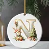 Nueva decoración navideña transfronteriza: Colgante acrílico 2D con letra y diseño de ciervo para árbol de Navidad y decoración navideña del hogar